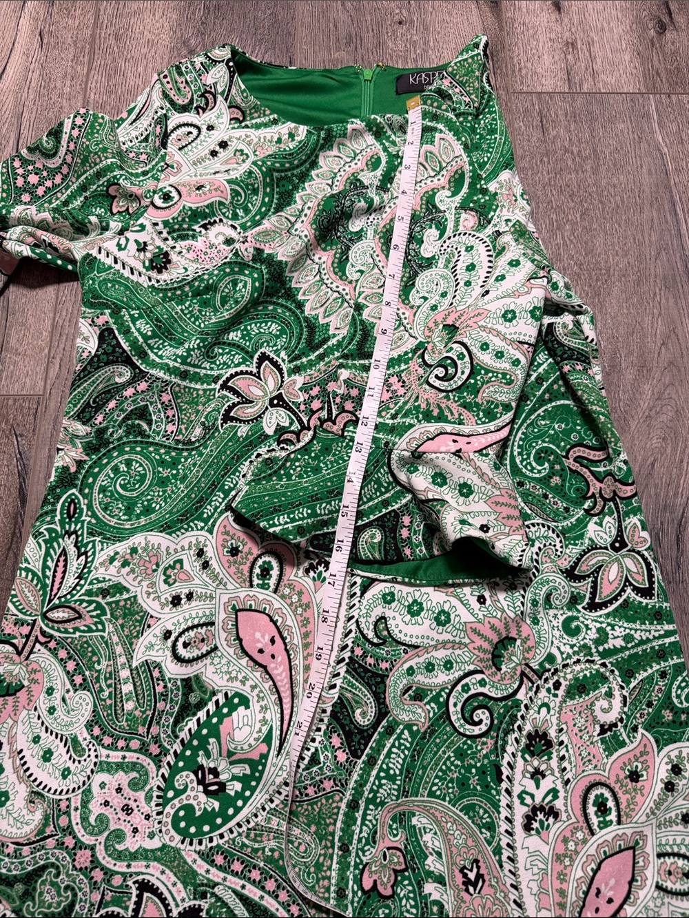 Kasper Green Paisley Midi Dress with Pink & White Accents - Picture 6 of 13
